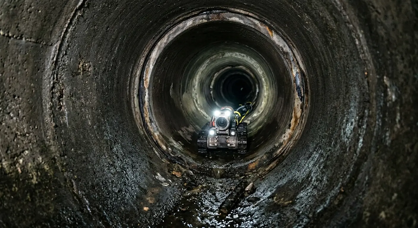 Robotic sewer camera inspecting pipe interior for Sewer Line Cleaning in Garfield